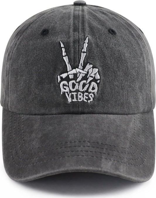 Skeleton Hand Hat for Men Women, Funny Adjustable Cottom Embroidered Skull Finger Baseball Cap
