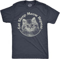Mens Eat Sleep Meow Repeat T Shirt Funny Cute Kitten Lovers Tee for Guys