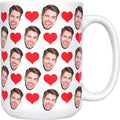 Custom Face Coffee Mugs Multiple Faces 15 oz with Hearts, Your Photo on Coffee Mug for Men Women Pet, Personalized Gifts for Men, Women, Funny Gifts
