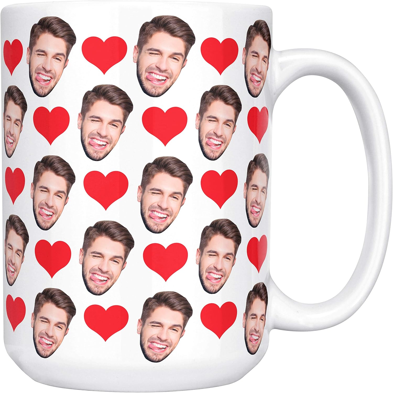 Custom Face Coffee Mugs Multiple Faces 15 oz with Hearts, Your Photo on Coffee Mug for Men Women Pet, Personalized Gifts for Men, Women, Funny Gifts