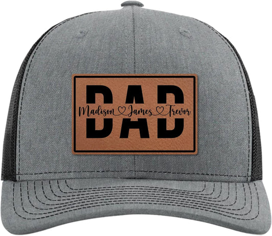Custom Hat with Names Ballcap for Dad - Baseball Cap from Son, Daughter, Wife, Kids, New Dad - for Husband, Boyfriend, Daddy - Fathers Day Snapback for Him