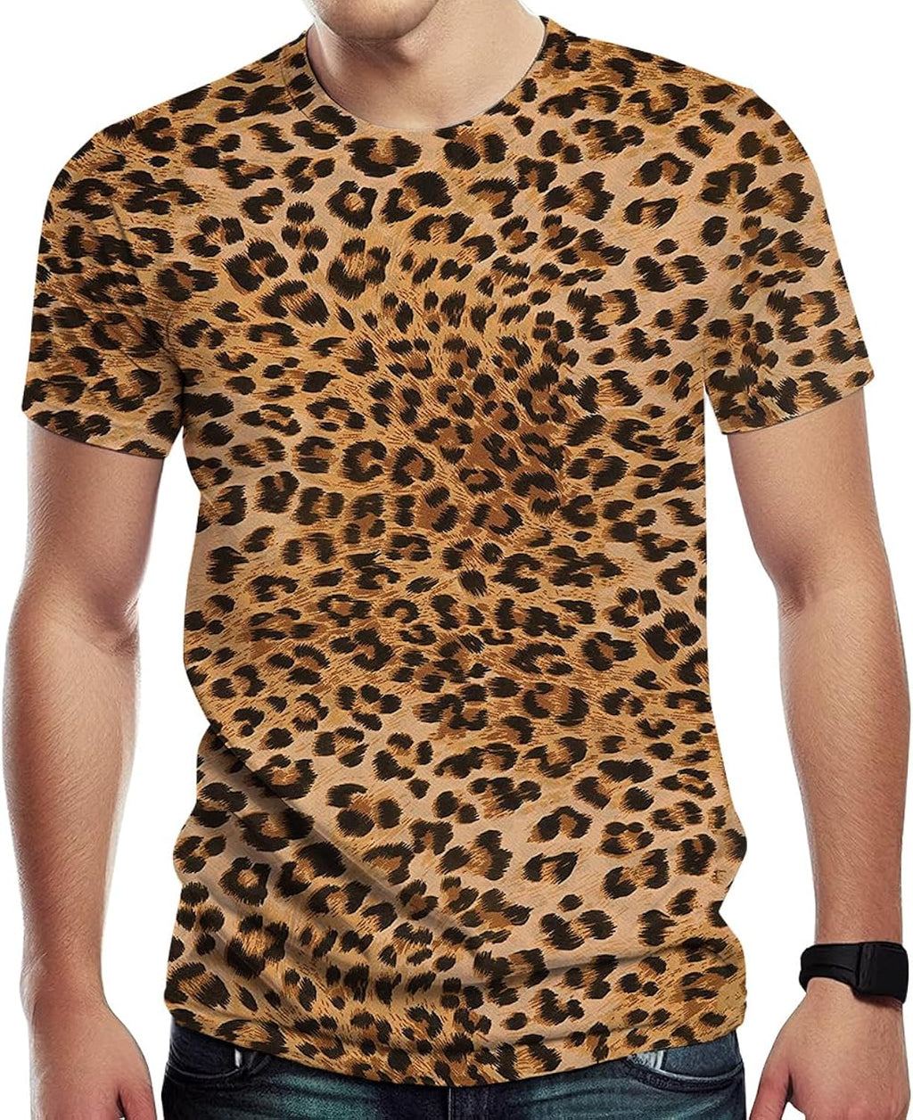 Men's Leopard Print Casual Short Sleeve T-Shirt