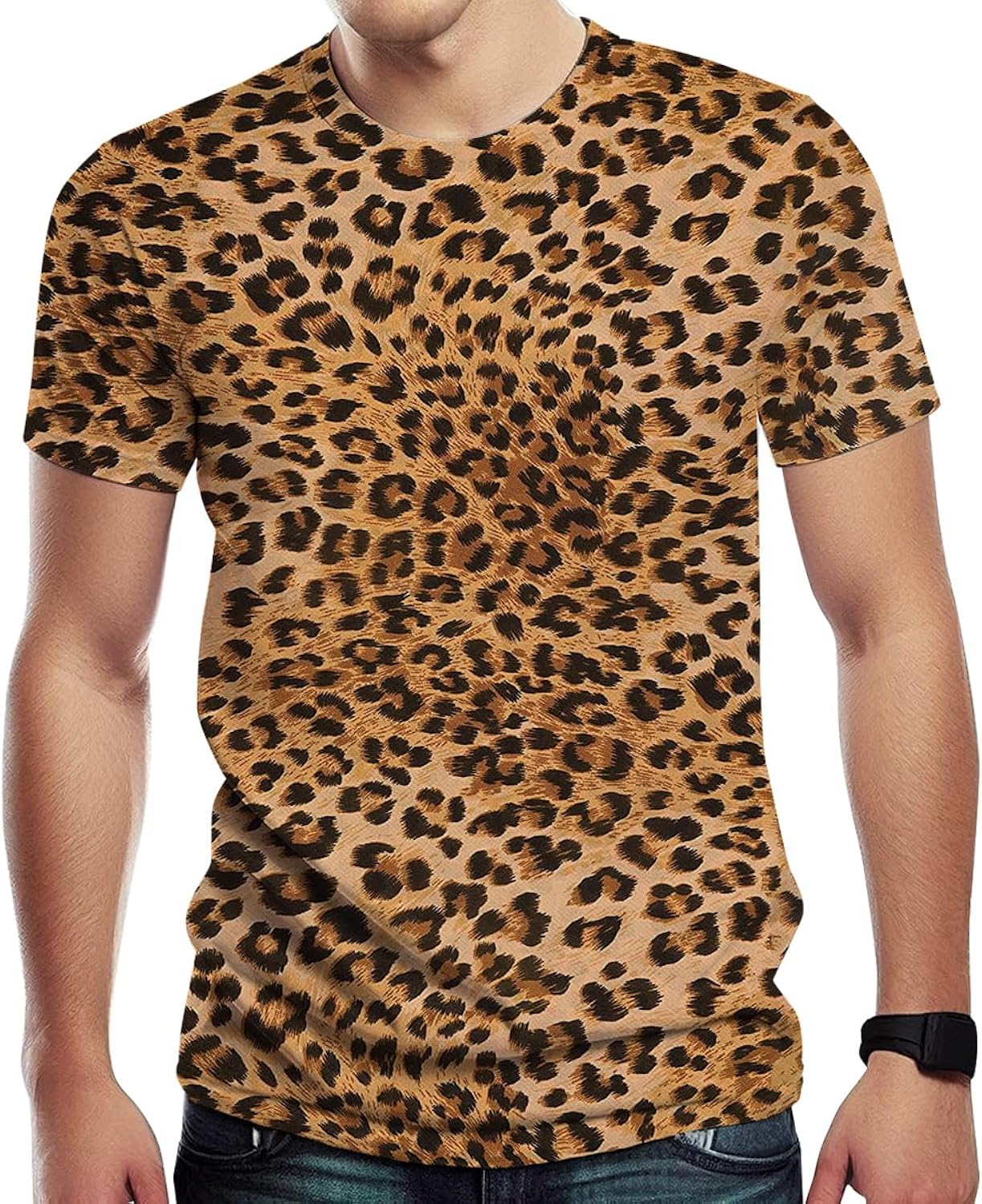 Men's Leopard Print Casual Short Sleeve T-Shirt