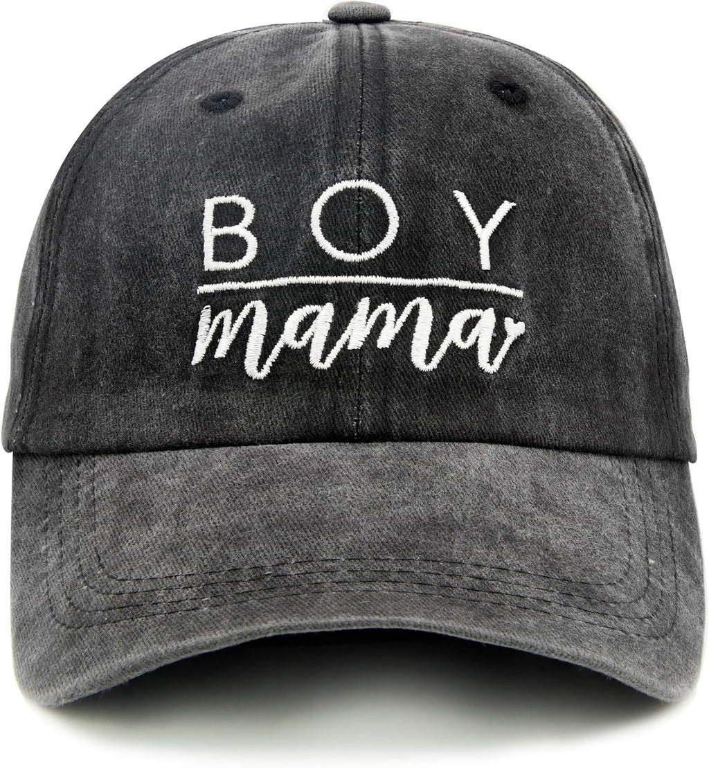 Women's Embroidered Baseball Cap Boy Mama Mom Gift Vintage Distressed Dad Hat