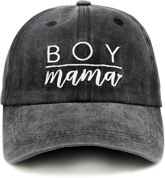 Women's Embroidered Baseball Cap Boy Mama Mom Gift Vintage Distressed Dad Hat