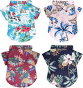 4 Pcs Dog Summer Shirts Floral Hawaii Dog Shirt Pet Clothes for Small Medium Dog Cats Boy Girl