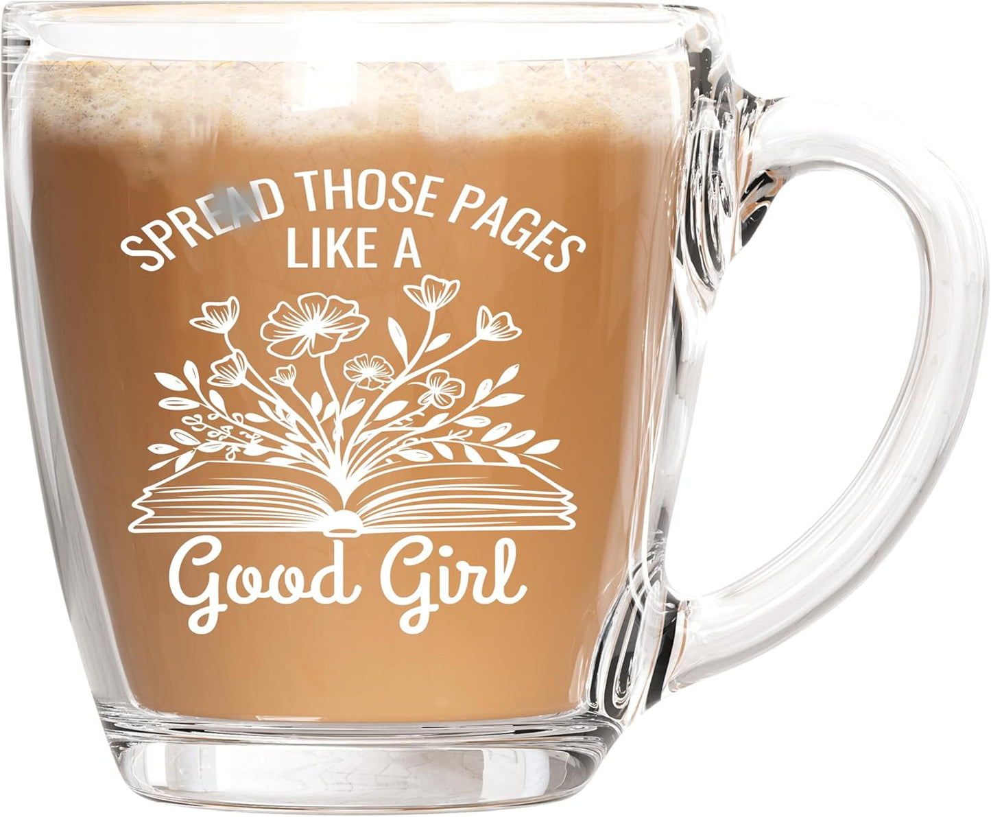 Book Lovers Gift for Women Who Love Spicy Books Coffee – Funny Glass Coffee Mug – Bookish Gift for Readers, BookTok Lover Cup for Her - Dark Romance Book Club Accessories