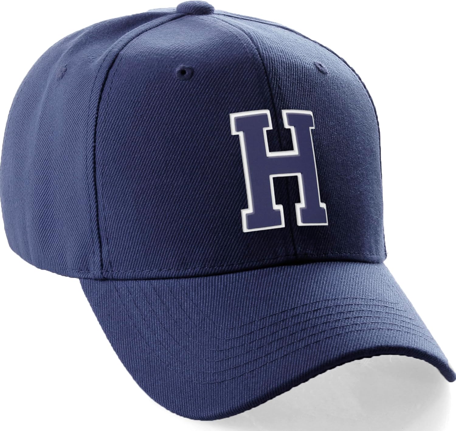 Classic Baseball Hat Custom A to Z Initial Team White Navy Letter