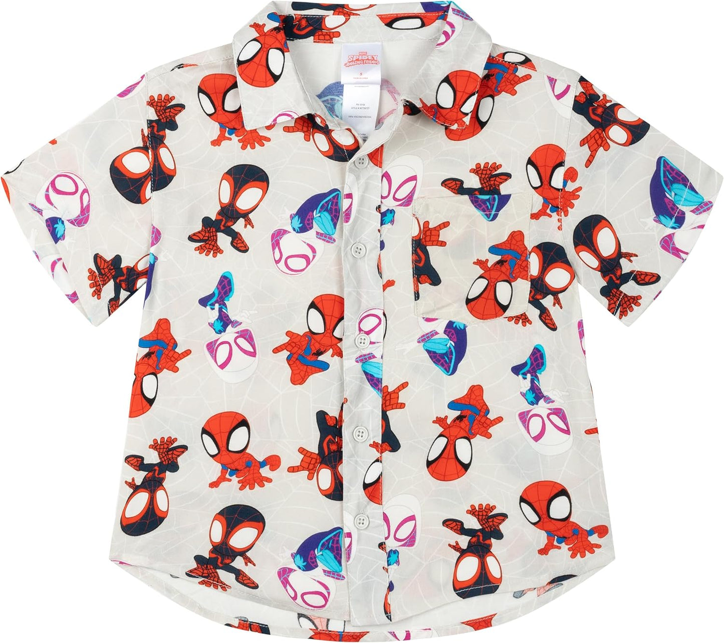 Spidey and His Amazing Friends Hawaiian Button Down Shirt Toddler to Little Kid Sizes (2T - 7-8)