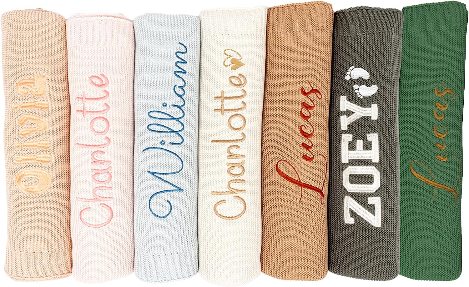 Personalized Baby Blanket, 100% Organic Cotton, Custom Baby Blanket with Name, Customized Swaddle Blanket with Name, Knit Recieving Blankets for Boys and Girls
