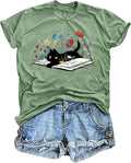 Cat Shirts for Women: Cat Mom T-Shirt Flower Graphic Tees Animal Lover Gifts Casual Short Sleeve Tops