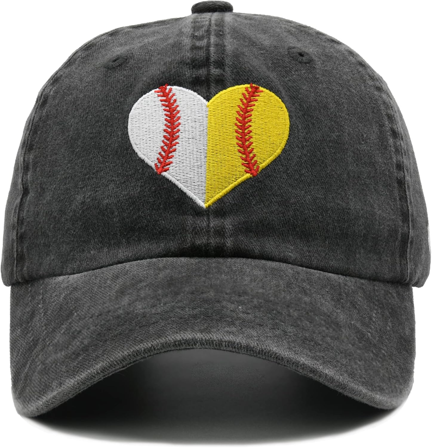 Womens Heart Ball Hat, Adjustable Embroidered Softball Mom Baseball Mom Cap