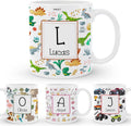 Personalized Kids Coffee Mug with Name & Initial | 11 oz Custom Ceramic Mug with Handle for Boys & Girls | Hot Chocolate, Cocoa, Milk, Tea Drinking Cup | Gift for Children Toddlers | White
