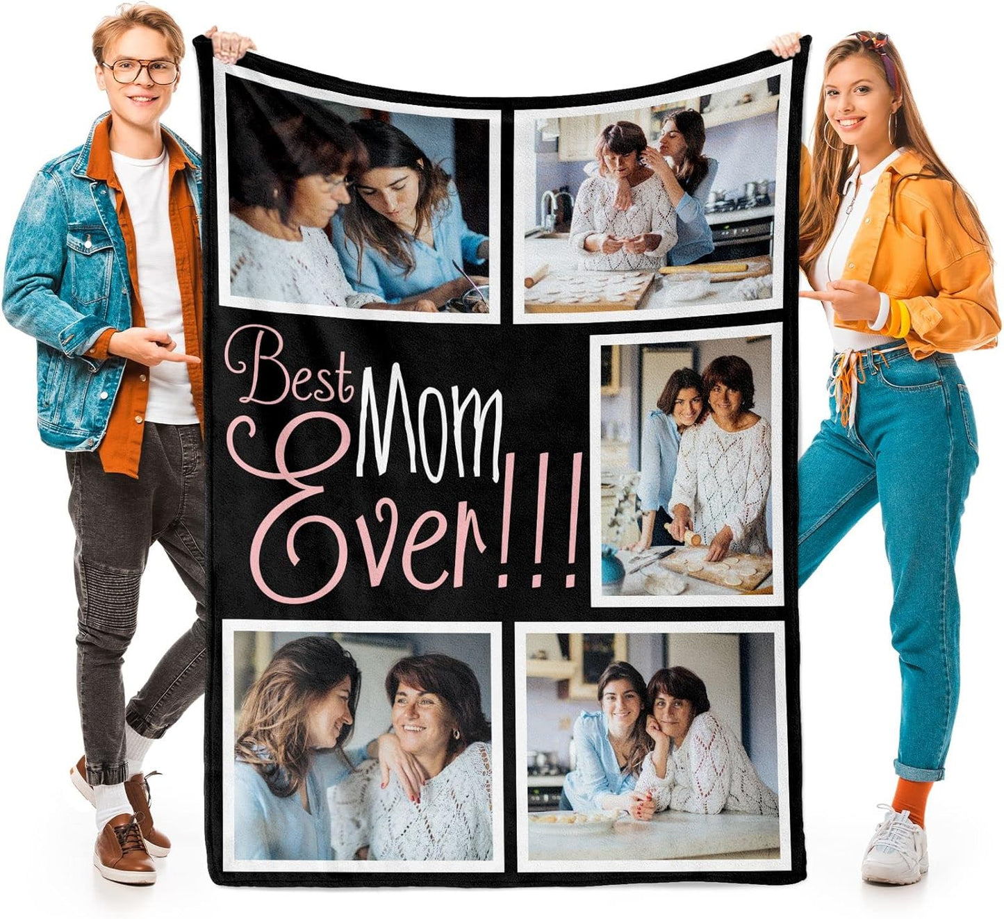 Printwoo Personalized Mom Birthday Gifts, Custom Blanket with Photos, Personalized Photo Blankets Using My Own Photos, Customized Blankets with Pictures, Best Mom Ever Gifts for Mothers Day