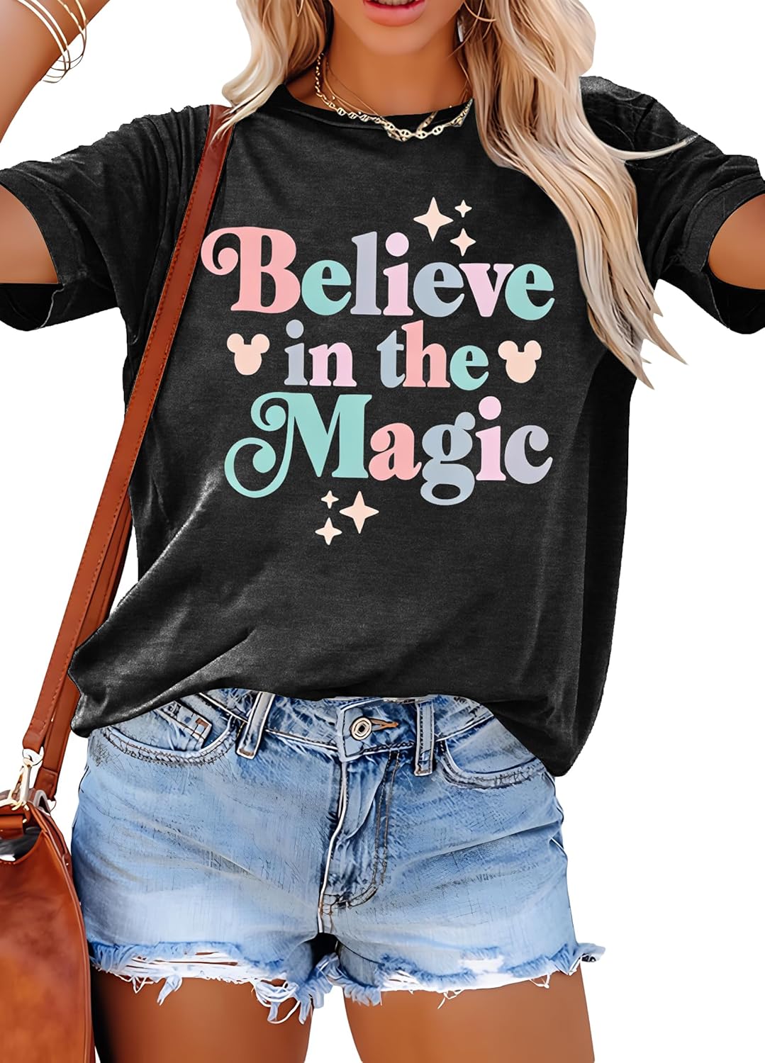 Magical Shirt Women Believe in The Magic Tshirt Kingdom Castle Tie Dye Tee Family Holiday Vacation Short Sleeve Tops