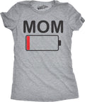 Womens Mom Battery Low Funny Sarcastic Graphic Tired Parenting Mother T Shirt