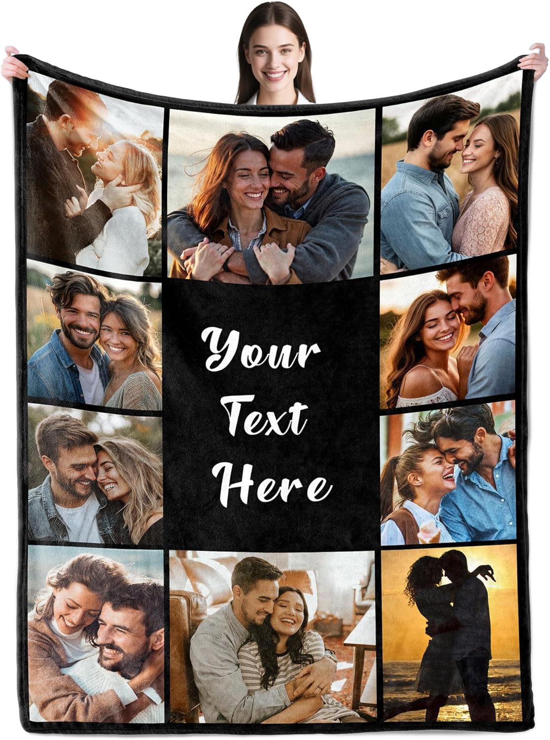 SHIPS NEXT DAY Custom Blanket with Picture Text Personalized Throws Blanket with Photos Customize Blanket Customizable Blankets Customized Gifts for Mom Dad Couple Girlfriend Boyfriend Wife Husband