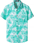 Mens Floral Hawaiian Shirt Front Pocket Casual Aloha Shirts