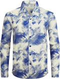 Mens Printed Dress Shirts Long Sleeve Regular Fit Button Down Shirt