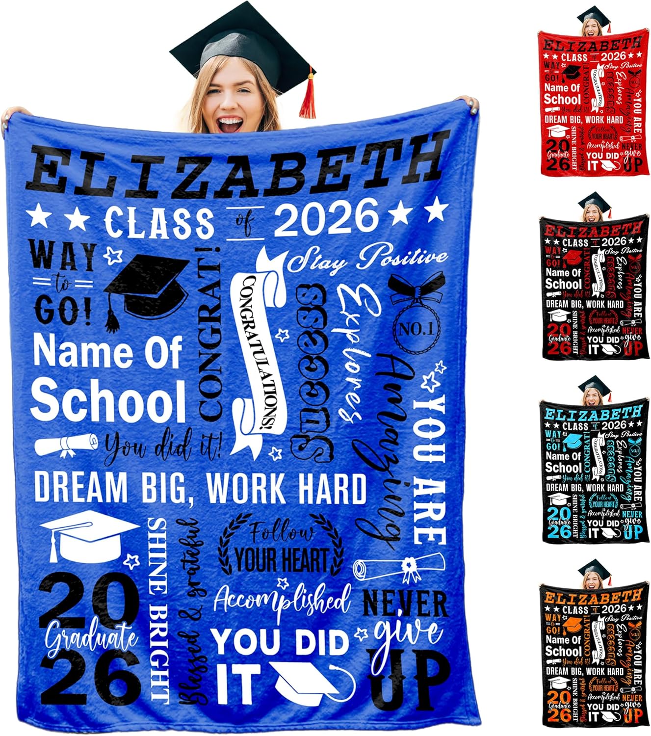 InterestPrint 2026 Graduation Decorations Gifts Blanket for Her Him You Did It Class of 2026 Custom Name Graduate Blanket Graduate Souvenir for Senior Students Throw Blanket on Graduation Season