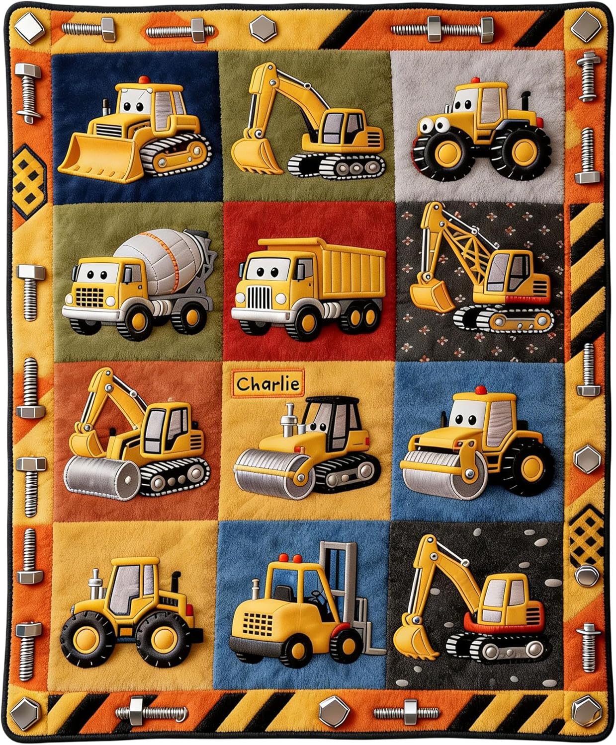 Personalized Truck Blankets for Kids, Construction Blanket for Boys, Custom Dump Truck Excavator Bulldozer Throw Cozy Fleece Blanket for Toddler, Christmas Birthday Gifts for Toddler Vehicles Lover