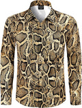 Men's Animal Print Novelty Button Down Long Sleeve Shirt, S-4XL