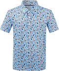 Boys Polo Shirt Short Sleeve Performance Dry Fit Stretch Funny Print Active Casual Collared Golf Shirts for Boy