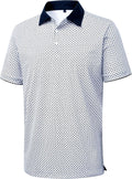 Mens Golf Polo Shirts Short Sleeve Dry Fit Moisture Wicking Casual Tennis Polos Print Collared Shirt