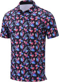 Men's Print Golf Shirt Short Sleeve Dry Fit Moisture Wicking Performance Polo Shirts