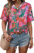Women's Hawaiian Shirts Short Sleeve Button Down Soft Cool Floral Tropic Print Casual Blouse Tops