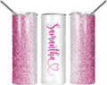Personalized Tumbler with lid and straw | 20oz Stainless Steel Insulated | Custom Gifts | Double Wall Coffee Cups for Hot, Cold Drinks | Pink tumblers Glitter effect with Name | 20oz Cup