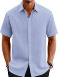 Men's Patterned Button Down Shirt Geometric Print Short Sleeve Dress Shirt for Casual Work Travel Summer Beach Office