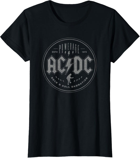 Official AC/DC Rock N Roll Damnation Band Music Vintage Logo T-Shirt