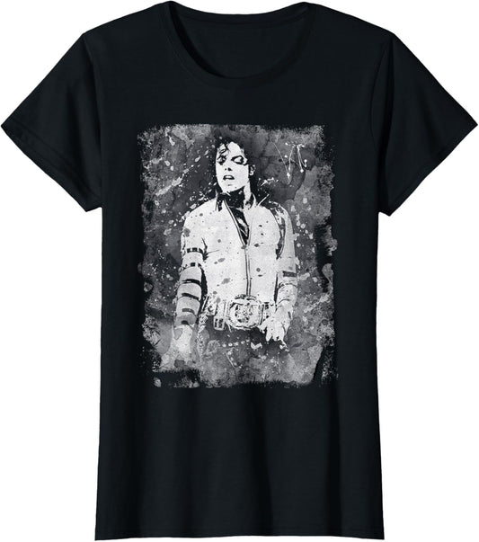 Michael Jackson Bad World Tour 1988 Black and White Splatter T-Shirt