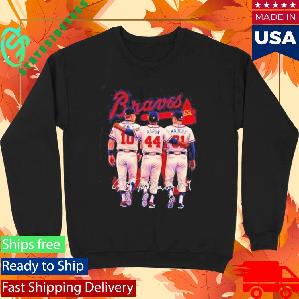 Atlanta Braves Jones Aaron Maddux Legends Hall Of Fame Shirt