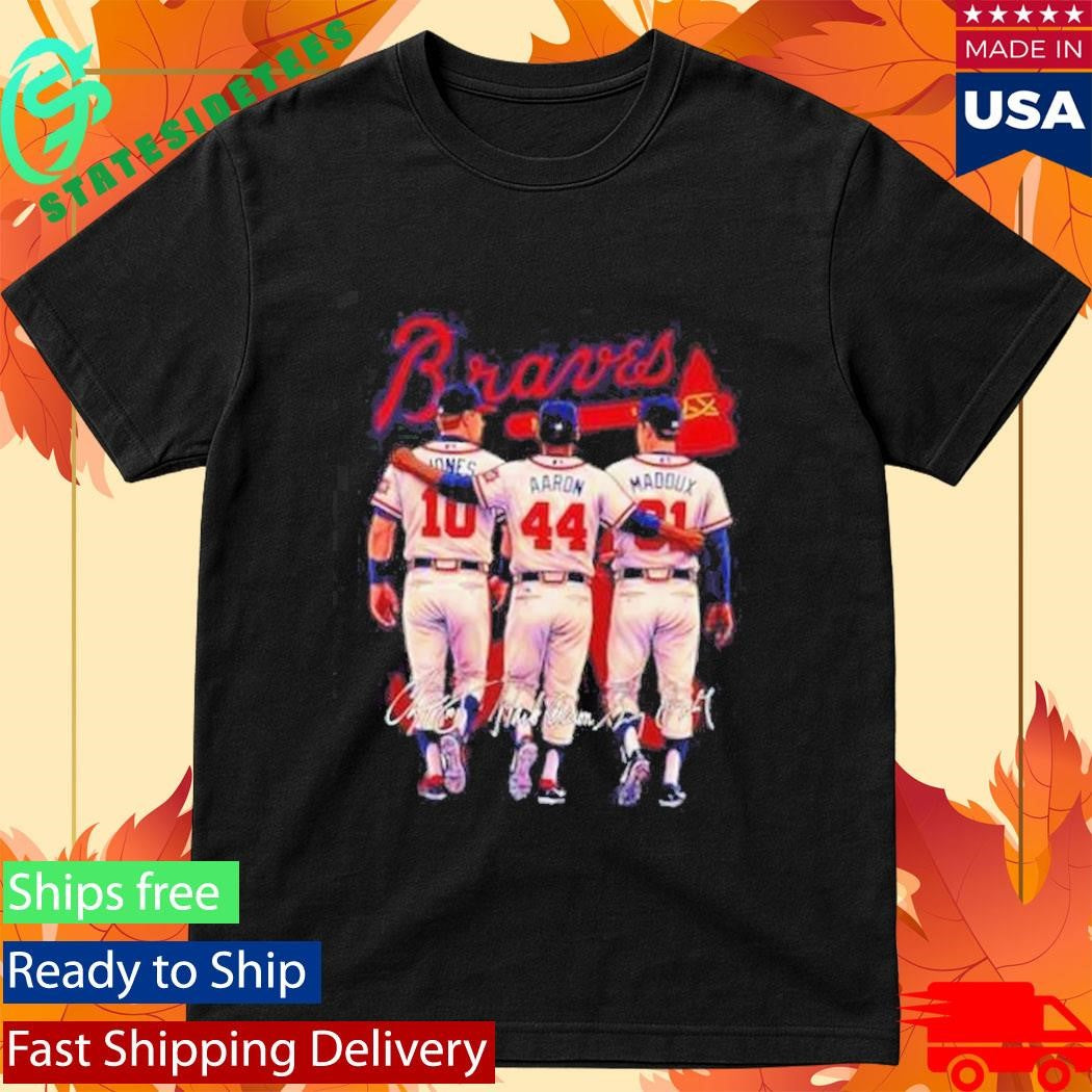 Atlanta Braves Jones Aaron Maddux Legends Hall Of Fame Shirt