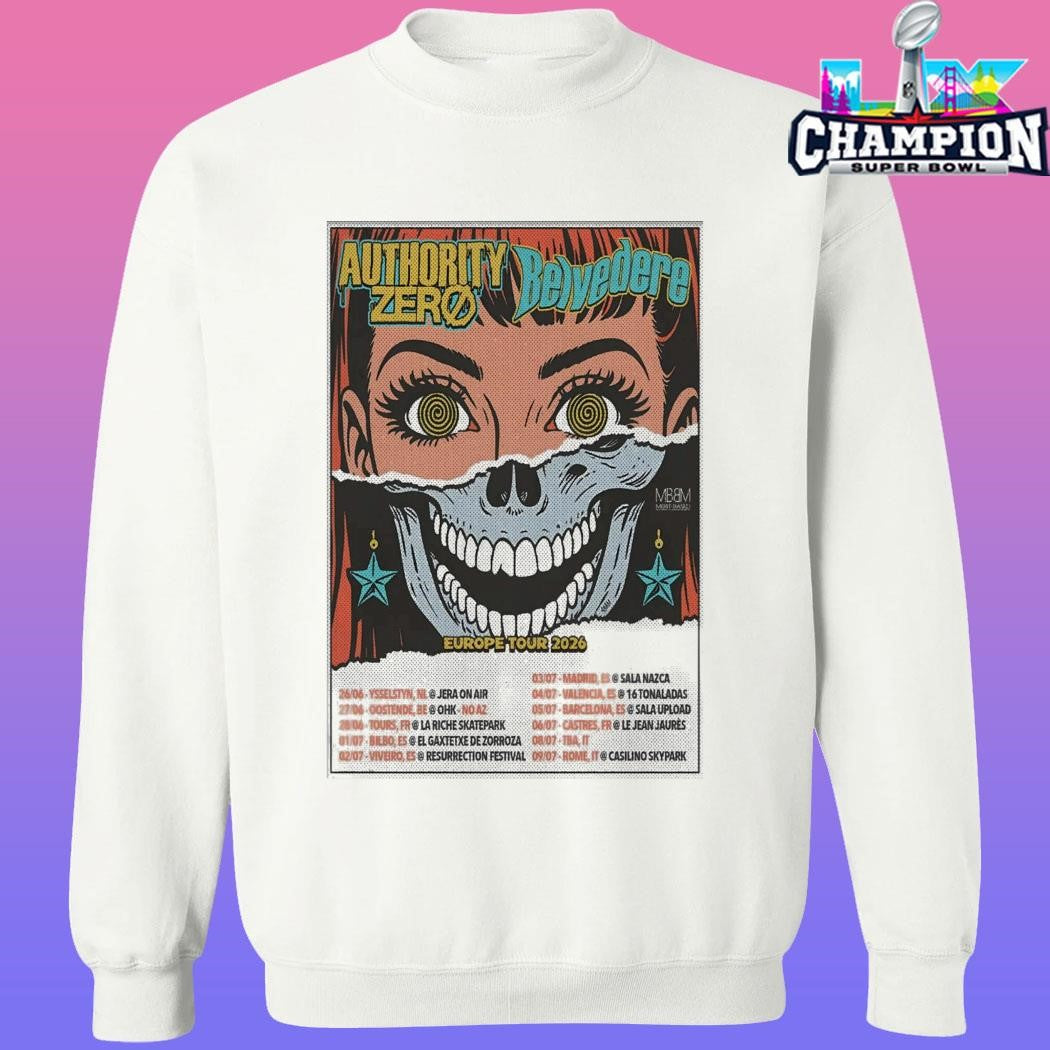 Authority Zero And Belvedere Europe 2026 Tour Shirt