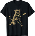 Cat Playing Guitar Rock Star Rock and Roll Men Women Kids T-Shirt