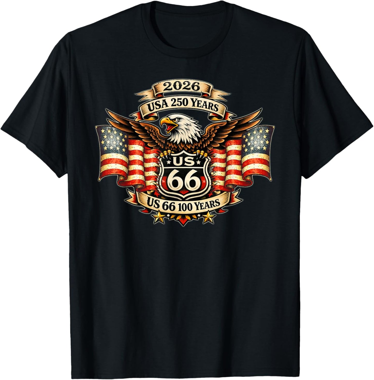 USA 250 US Highway 66 Mother Road Anniversary Eagle Tattoo T-Shirt