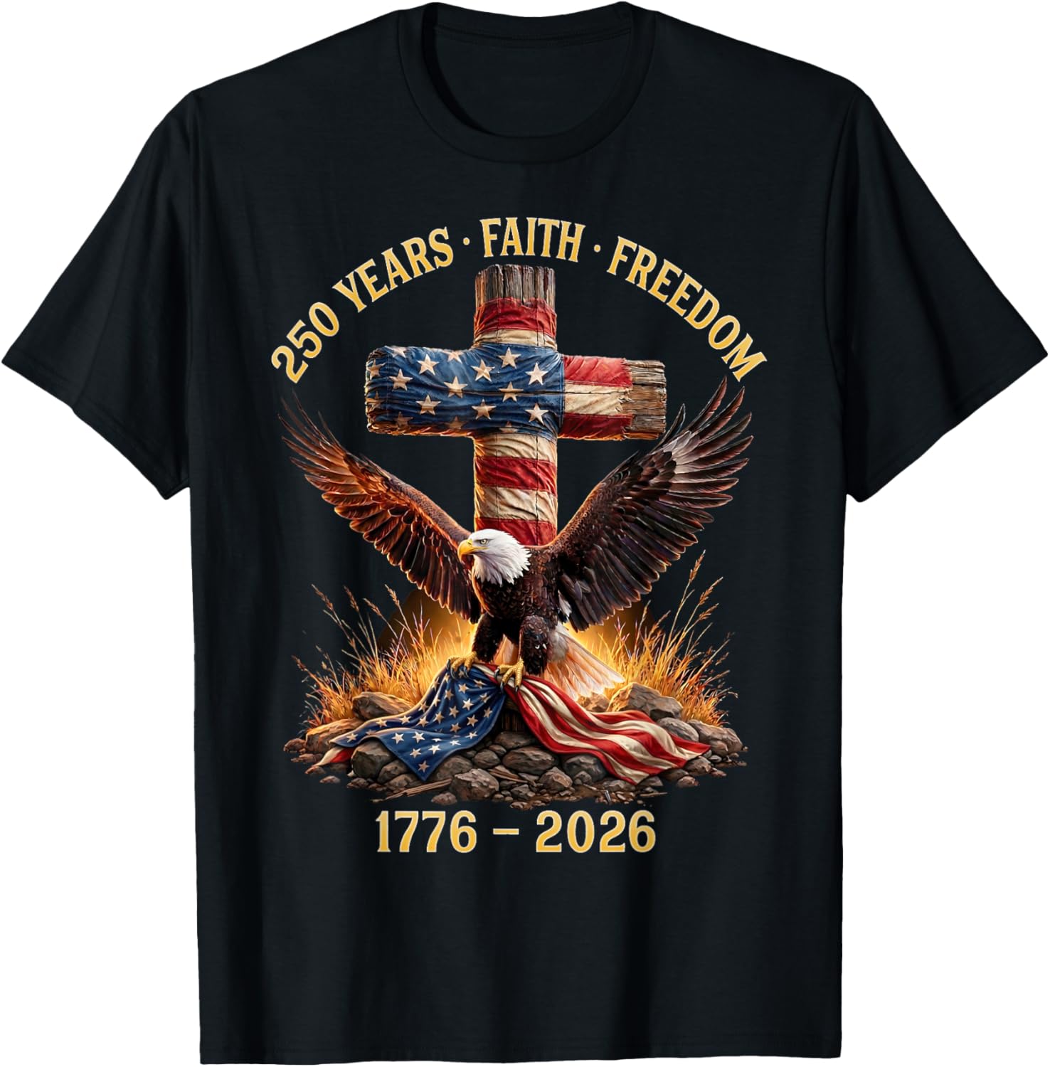 1776-2026 Eagle 250 Years of Freedom Patriot American T-Shirt