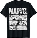 Avengers Retro Black and White Comic Graphic Short Sleeve T-Shirt