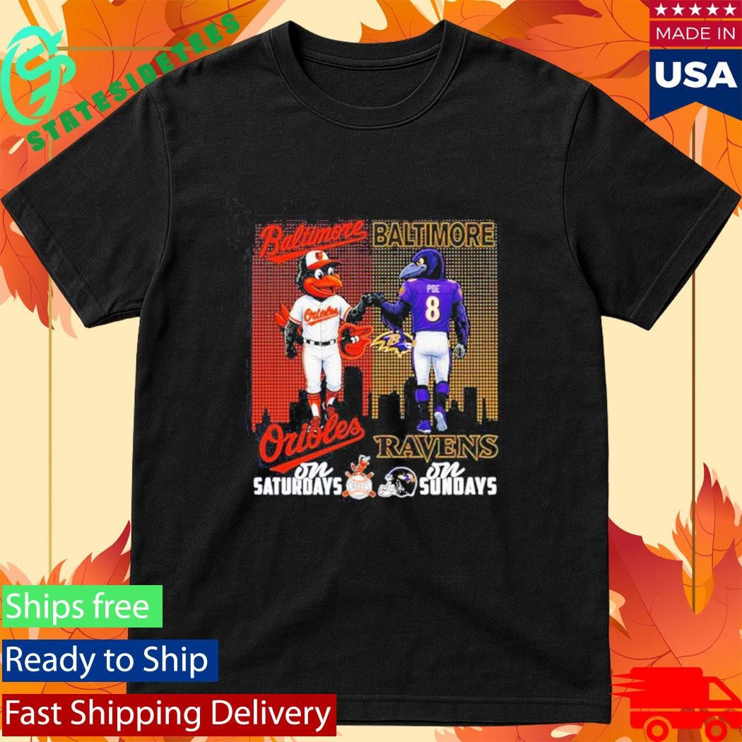 Baltimore Orioles on saturdays vs Baltimore Ravens on sundays city skyline Shirt
