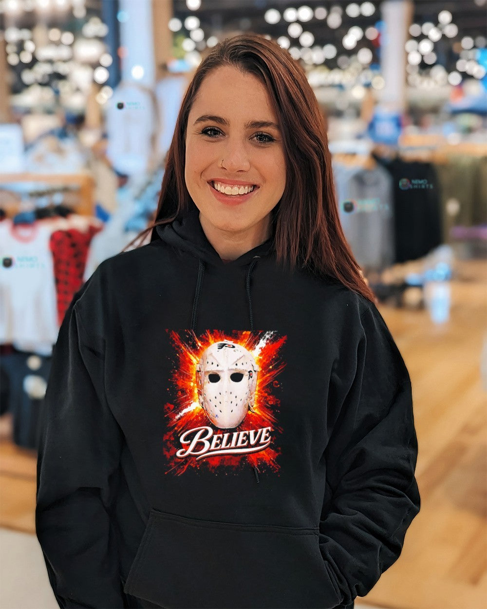Believe goalie mask Philadelphia Flyers shirt