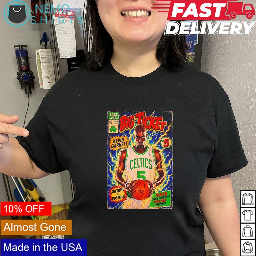 Big Ticket Kevin Garnett anything is possible Boston Celtics comic shirt