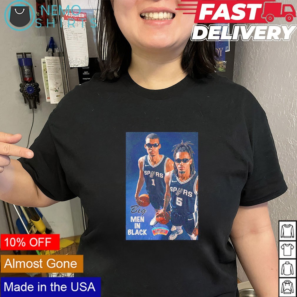 Big men in black San Antonio Spurs Victor Wemby and Stephon Castle shirt