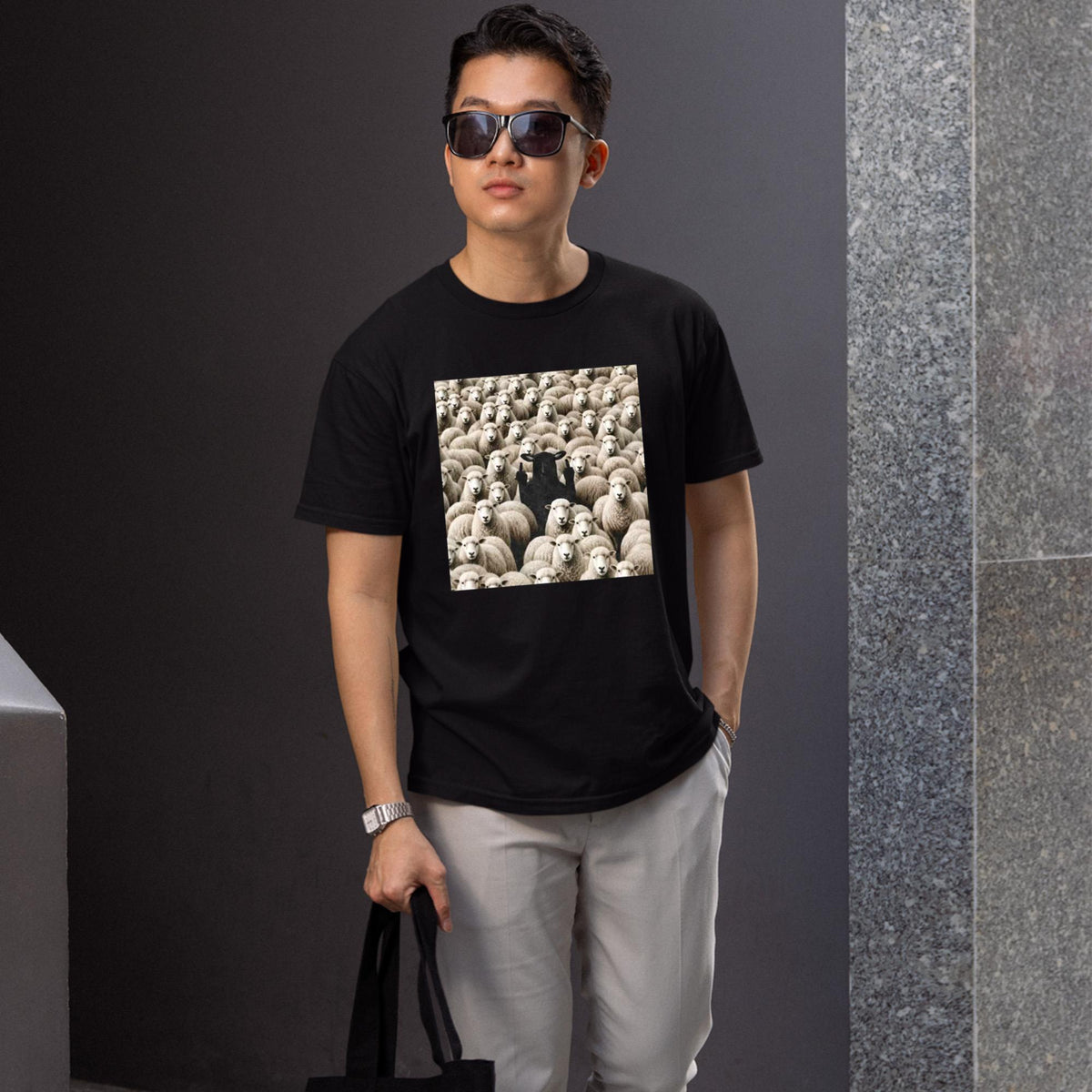 Black Sheep Flipping Off Shirt