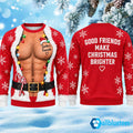 Body Men Muscle Illusion Good Friends Make Christmas Brighter Ugly Sweater