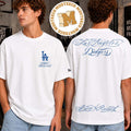 Born X Raised Los Angeles Dodgers Blue Floral Two Sided Unisex White T-Shirt