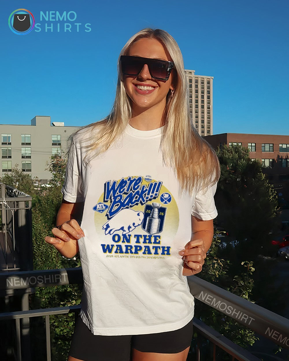 Buffalo Sabres we’re back on the warpath 2026 Atlantic Division champions shirt
