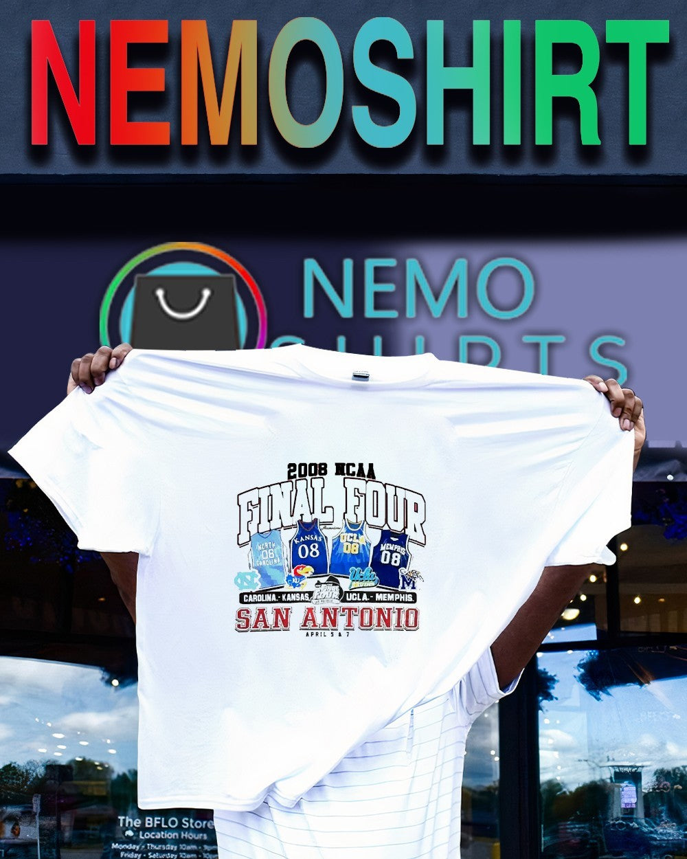 Carolina Kansas Ucla Memphis 2008 NCAA Final Four San Antonio shirt